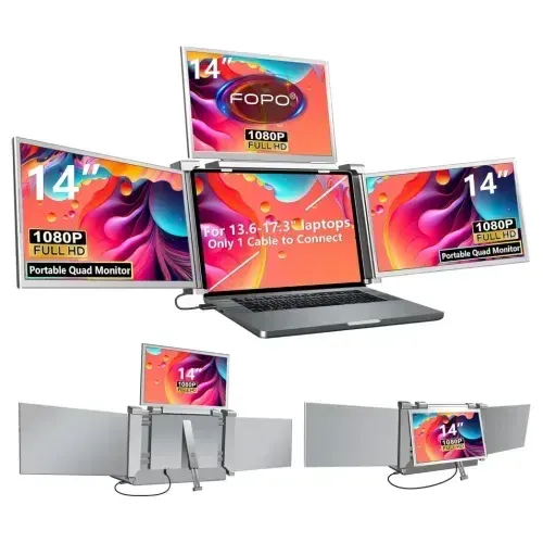 FOPO 14″ 60Hz FHD IPS Tri-Screen Portable Monitor