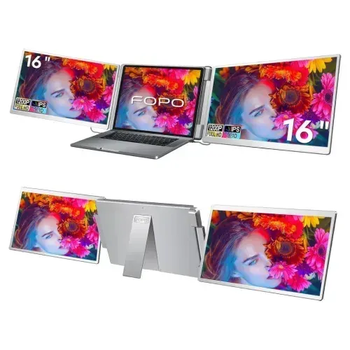 FOPO 16″ 60Hz FHD IPS Tri-Screen Portable Monitor